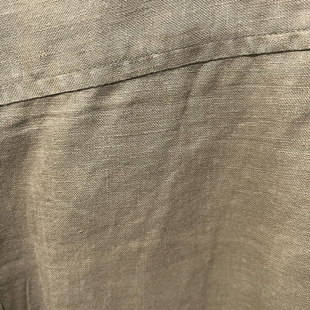 CARIBBEAN 100% LINEN MEN’S GREEN KHAKI BUTTON DOWN SHORT SLEEVE SHIRT SIZE XL - Picture 10 of 10